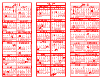 2016-17-18 3 Year Calendar - Red