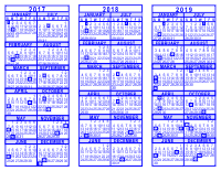 Blue 3 Year Calendar - 2017 - 2018 - 2019