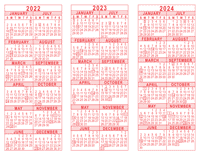 2022-23-24 3 Year Calendar - Red