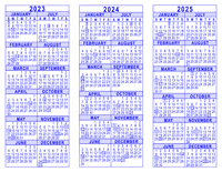 2023 2024 2025 3 Year Calendar
