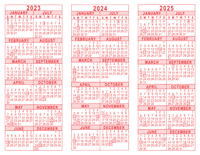2023-24-25 3 Year Calendar - Red