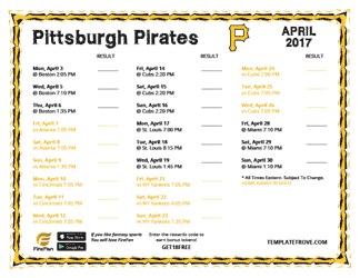 April 2017 Pittsburgh Pirates Printable Schedule