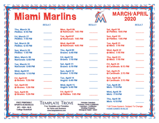 April 2020 Miami Marlins Printable Schedule