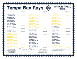 April 2020 Tampa Bay Rays Printable Schedule