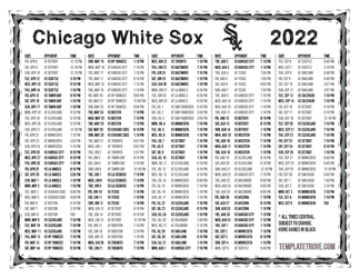 Central Times 2022 Chicago White Sox Printable Schedule
