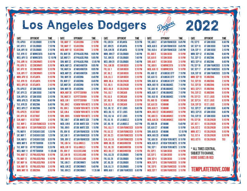 Official 2023 Los Angeles Dodgers Schedule And Results