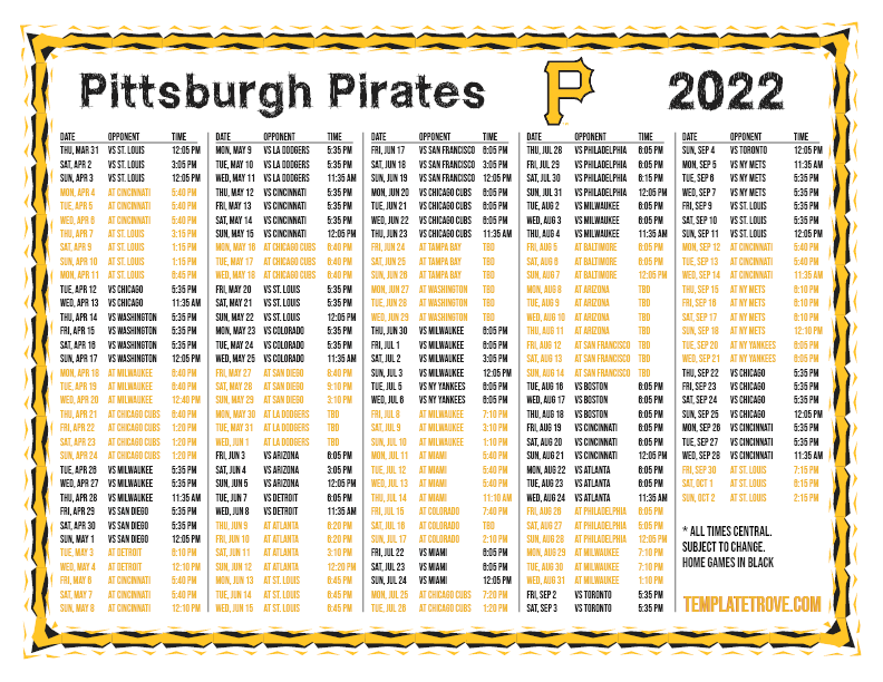 Pittsburgh Pirates 2023 Schedule Printable Printable vrogue co