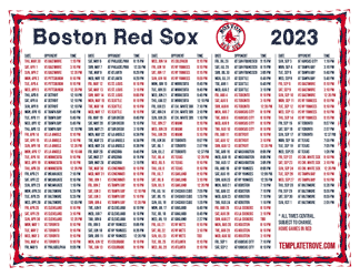 Central Times 2023 Boston Red Sox Printable Schedule
