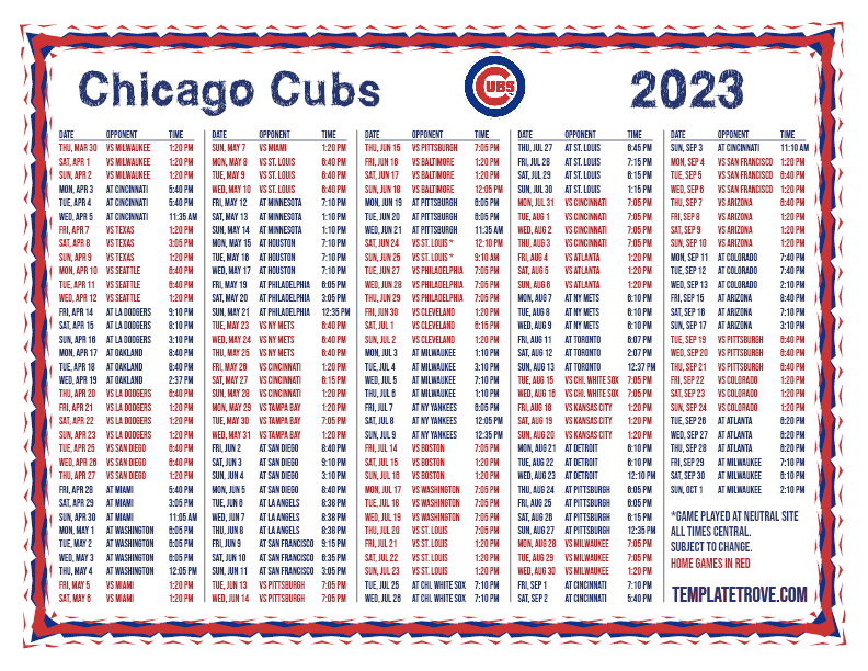 Cubs Calendar 2024 Printable 2024 CALENDAR PRINTABLE