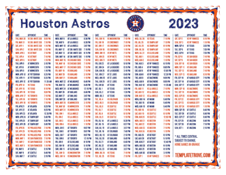 Central Times 2023 Houston Astros Printable Schedule