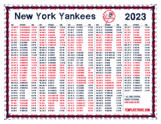 Central Times 2023 New York Yankees Printable Schedule