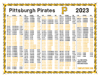 Central Times 2023 Pittsburgh Pirates Printable Schedule