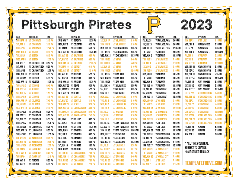 pittsburgh pirates schedule