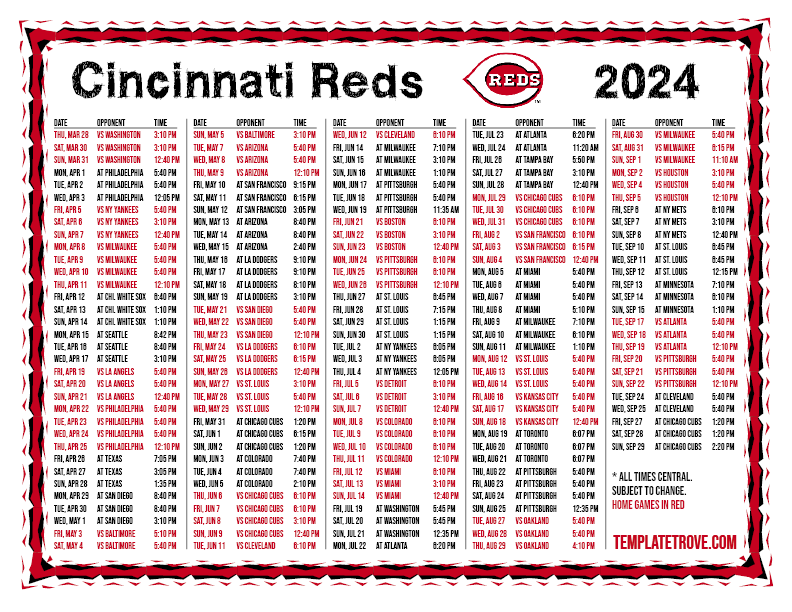 CT 2024 Cincinnati Reds Printable Schedule PNG 