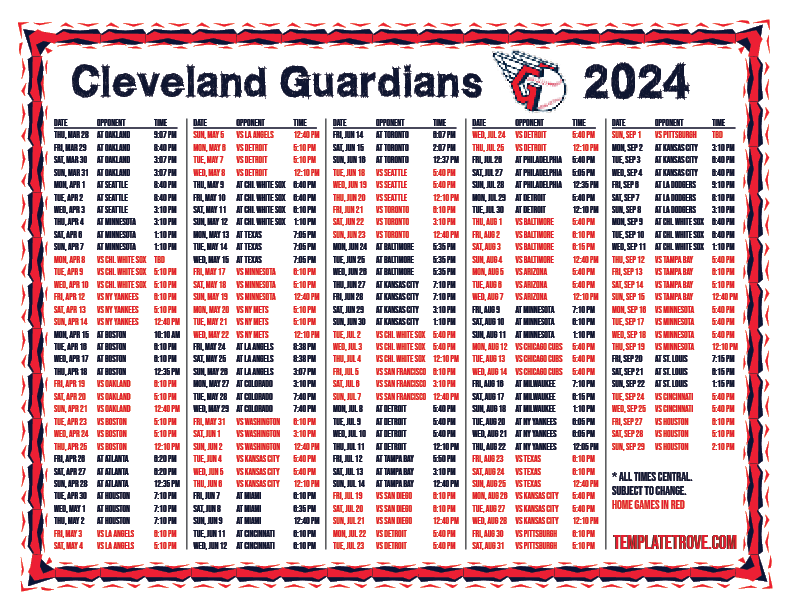 Cleveland Guardians Schedule 2024 Home Games On Tv Elna Salaidh