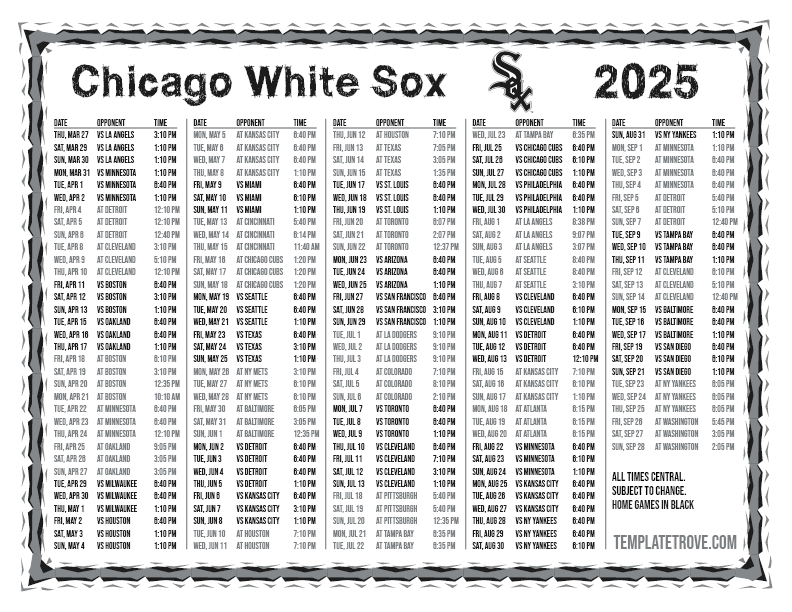 Chicago White Sox Schedule 2025 Images References :