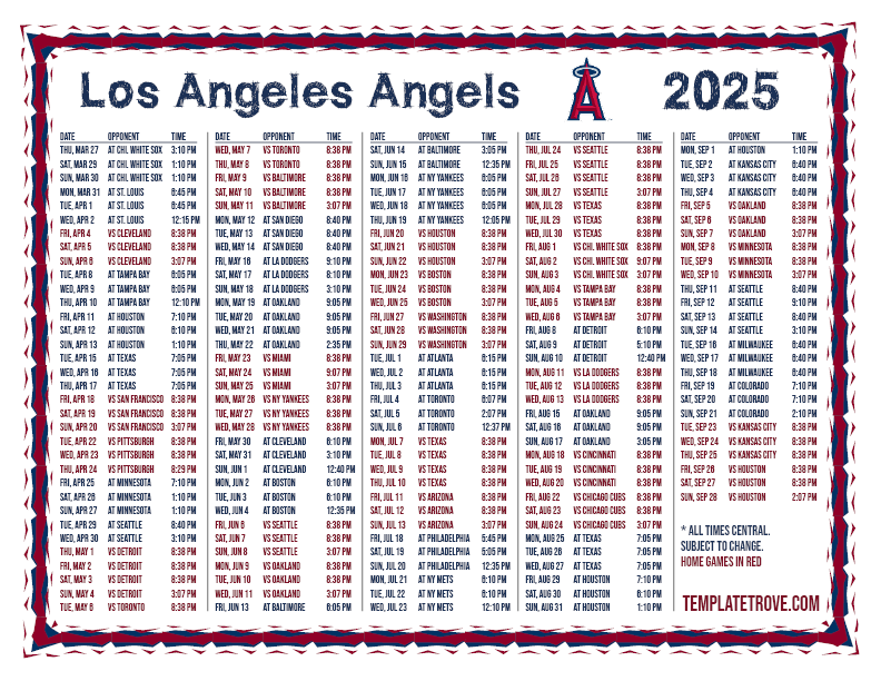 Angeles Schedule 2025