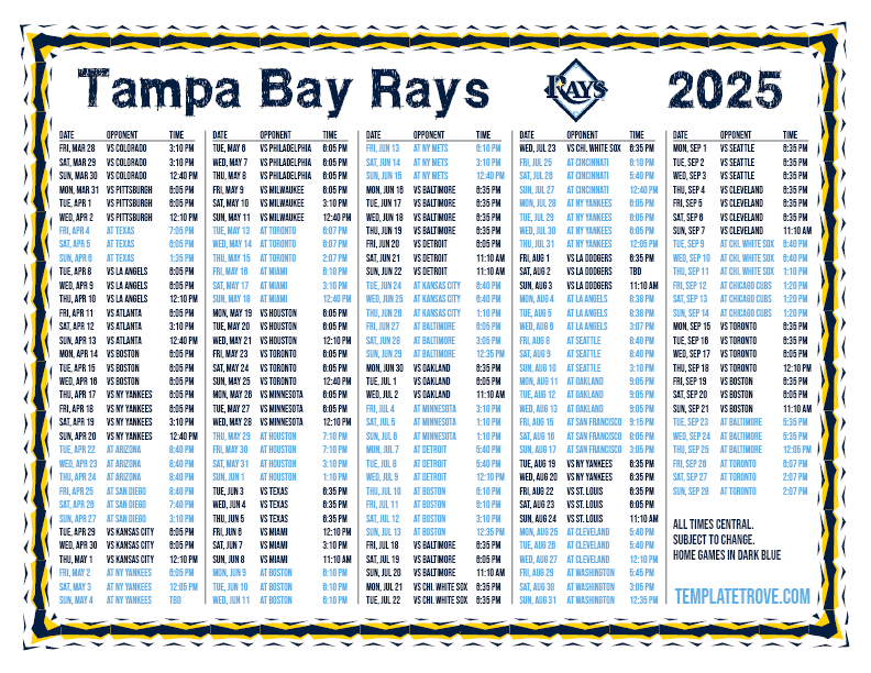 Rays Schedule 2025 Calendar