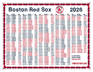 Central Times 2026
 Boston Red Sox Printable Schedule
