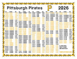 Central Times 2026
 Pittsburgh Pirates Printable Schedule