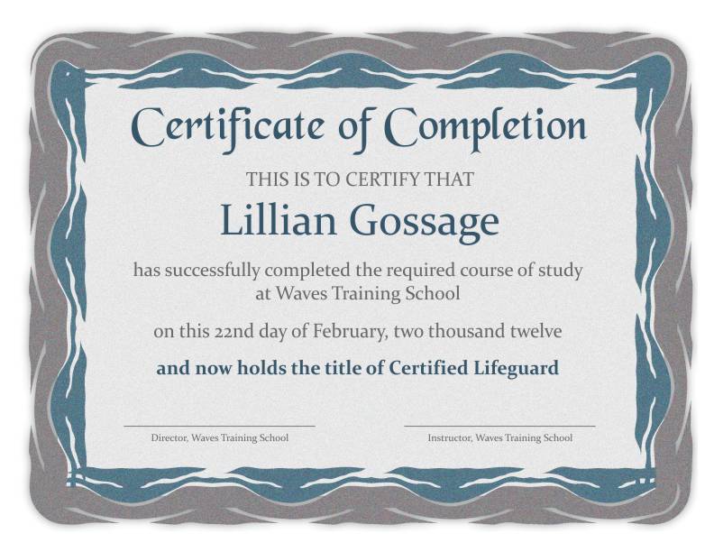 Certificate Of Completion Templates