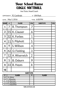 Lineup Card Template 1 - Filled