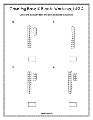 Counting Base 10 Blocks Worksheet #2-2