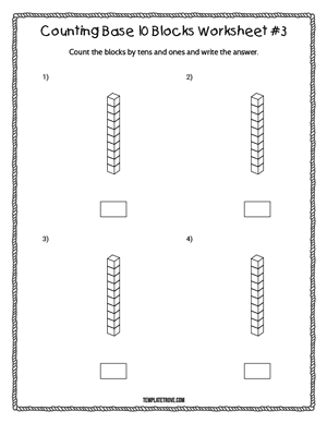 Counting Base 10 Blocks Worksheet #3