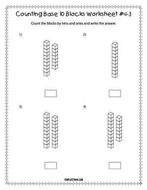 Counting Base 10 Blocks Worksheet #4-3