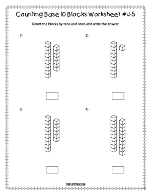 Counting Base 10 Blocks Worksheet #4-5