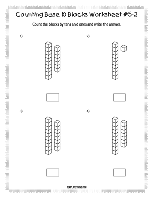 Counting Base 10 Blocks Worksheet #5-2
