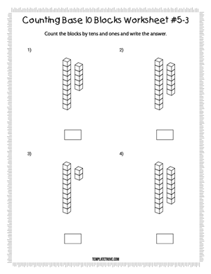 Counting Base 10 Blocks Worksheet #5-3