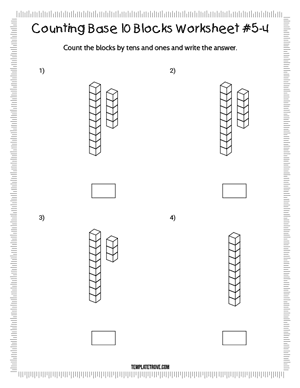 Counting Base 10 Blocks Worksheet #5-4