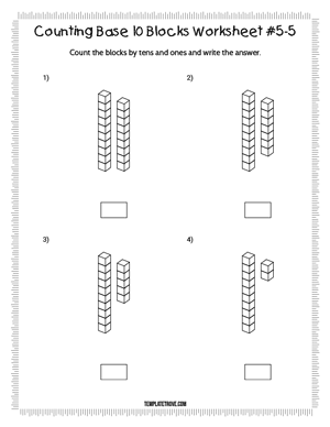 Counting Base 10 Blocks Worksheet #5-5