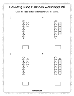 Counting Base 10 Blocks Worksheet #5
