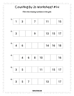 Counting By 2s Worksheet #1-4