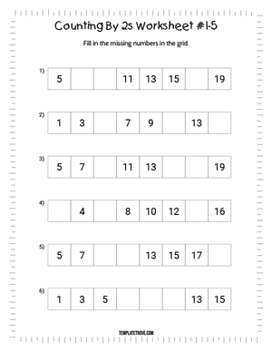 Counting By 2s Worksheet #1-5