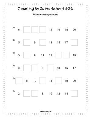 Counting By 2s Worksheet #2-5