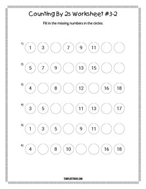 Counting By 2s Worksheet #3-2