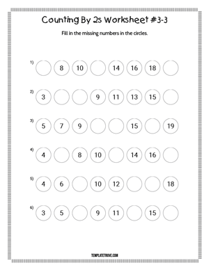 Counting By 2s Worksheet #3-3