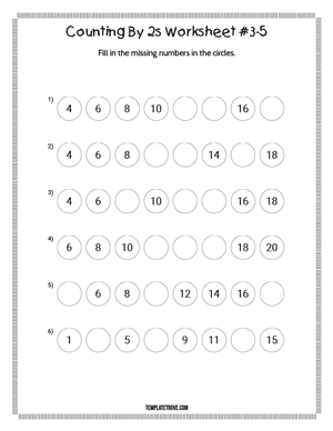 Counting By 2s Worksheet #3-5