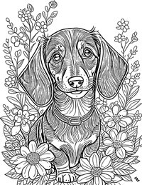 Dachshund Coloring Page 1 - Full Page