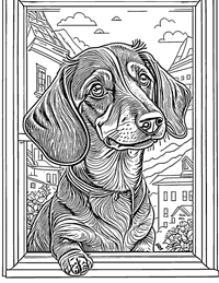 Dachshund Coloring Page 12 - Full Page