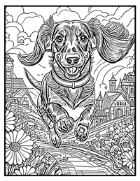 Dachshund Coloring Page 2 With Border