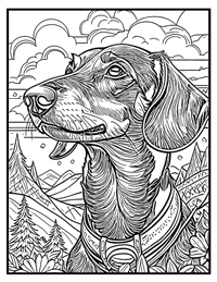 Dachshund Coloring Page 3 With Border