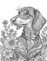Dachshund Coloring Page 6 - Full Page