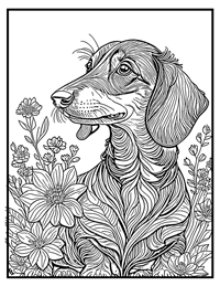 Dachshund Coloring Page 6 With Border