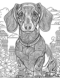 Dachshund Coloring Page 7 - Full Page