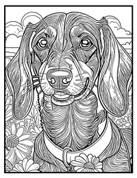 Dachshund Coloring Page 8 With Border