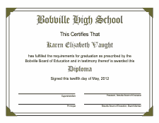 Diploma Template 1A - Olive Drab